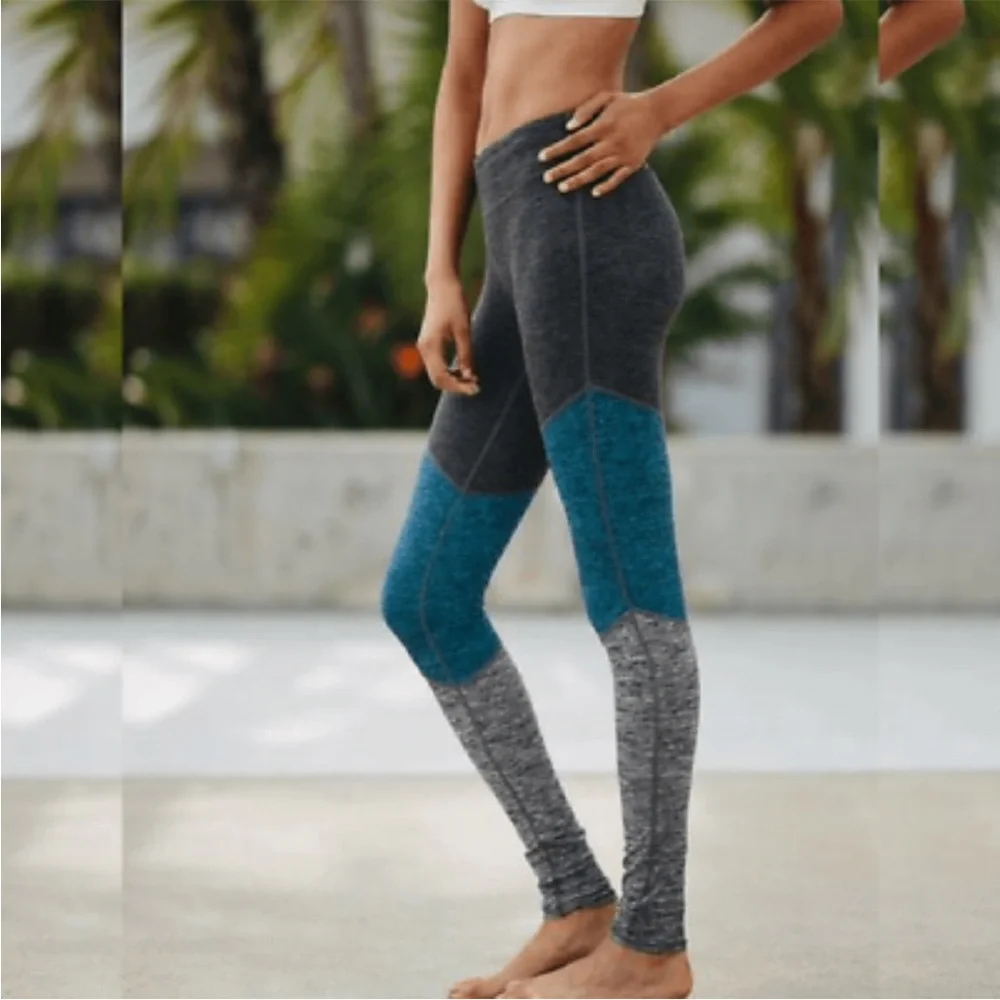 FREE‎ PEOPLE Movement 'Intuition' Leggings Blue Gray Color Blocked
